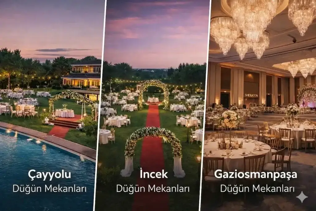 Çankaya’da Çayyolu, İncek ve Gaziosmanpaşa bölgelerindeki düğün mekanlarını gösteren görsel